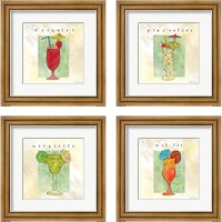 Framed 'Tropical Cocktails 4 Piece Framed Art Print Set' border=