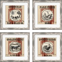 Framed 'Organic Farm 4 Piece Framed Art Print Set' border=