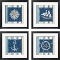 Framed Nautical Stripe 4 Piece Framed Art Print Set