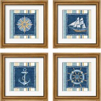 Framed Nautical Stripe 4 Piece Framed Art Print Set