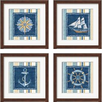 Framed 'Nautical Stripe 4 Piece Framed Art Print Set' border=
