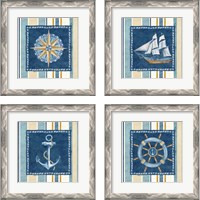 Framed Nautical Stripe 4 Piece Framed Art Print Set