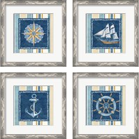 Framed 'Nautical Stripe 4 Piece Framed Art Print Set' border=