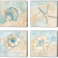 Framed Watercolor Shell Sentiments 4 Piece Canvas Print Set