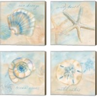 Framed Watercolor Shell Sentiments 4 Piece Canvas Print Set
