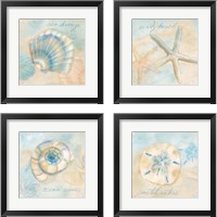 Framed Watercolor Shell Sentiments 4 Piece Framed Art Print Set