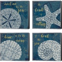 Framed 'Coastal Lace 4 Piece Canvas Print Set' border=