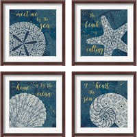 Framed Coastal Lace 4 Piece Framed Art Print Set