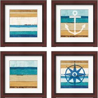Framed Beachscape Nautical White 4 Piece Framed Art Print Set