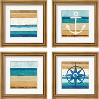 Framed Beachscape Nautical White 4 Piece Framed Art Print Set