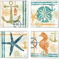 Framed 'Nautical Brights 4 Piece Canvas Print Set' border=
