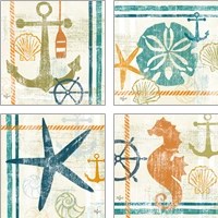 Framed 'Nautical Brights 4 Piece Art Print Set' border=