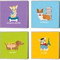 Framed 'Good Dogs 4 Piece Canvas Print Set' border=