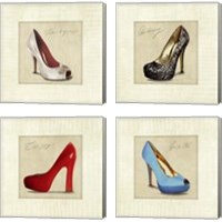 Framed 'Famous Shoes 4 Piece Canvas Print Set' border=