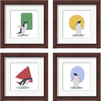 Framed 'Minimalist Penguin, Girls 4 Piece Framed Art Print Set' border=