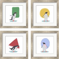 Framed Minimalist Penguin, Girls 4 Piece Framed Art Print Set