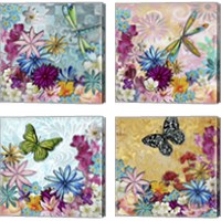 Framed 'Bright Butterfly 4 Piece Canvas Print Set' border=