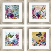 Framed 'Bright Butterfly 4 Piece Framed Art Print Set' border=