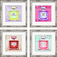 Framed 'French  Perfume 4 Piece Framed Art Print Set' border=