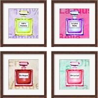 Framed 'French  Perfume 4 Piece Framed Art Print Set' border=