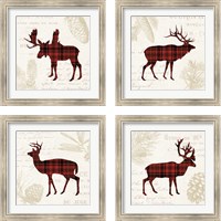 Framed 'Plaid Lodge 4 Piece Framed Art Print Set' border=