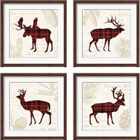 Framed 'Plaid Lodge 4 Piece Framed Art Print Set' border=