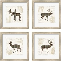 Framed 'Plaid Lodge Tan 4 Piece Framed Art Print Set' border=