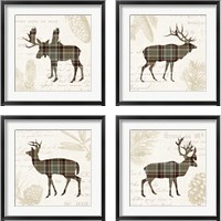 Framed Plaid Lodge Tan 4 Piece Framed Art Print Set