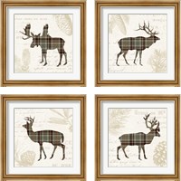 Framed 'Plaid Lodge Tan 4 Piece Framed Art Print Set' border=