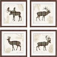 Framed 'Plaid Lodge Tan 4 Piece Framed Art Print Set' border=