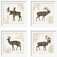 Framed Plaid Lodge Tan 4 Piece Framed Art Print Set