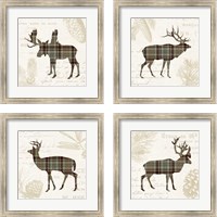 Framed 'Plaid Lodge Tan 4 Piece Framed Art Print Set' border=