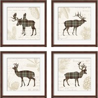 Framed 'Plaid Lodge Tan 4 Piece Framed Art Print Set' border=