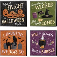 Framed Haunted Halloween 4 Piece Canvas Print Set