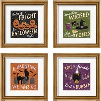 Framed 'Haunted Halloween 4 Piece Framed Art Print Set' border=