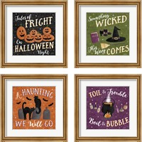 Framed 'Haunted Halloween 4 Piece Framed Art Print Set' border=