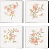 Framed 'Watery Blooms 4 Piece Canvas Print Set' border=
