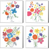 Framed 'Floral Medley 4 Piece Canvas Print Set' border=