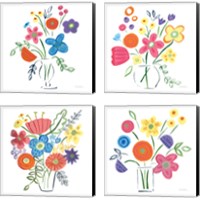 Framed 'Floral Medley 4 Piece Canvas Print Set' border=