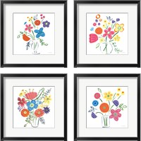 Framed 'Floral Medley 4 Piece Framed Art Print Set' border=