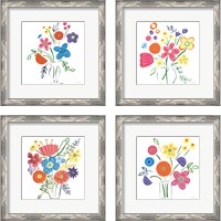 Framed 'Floral Medley 4 Piece Framed Art Print Set' border=