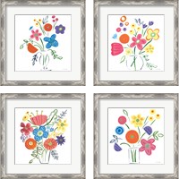 Framed 'Floral Medley 4 Piece Framed Art Print Set' border=