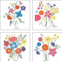 Framed 'Floral Medley 4 Piece Art Print Set' border=