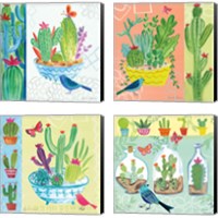Framed 'Cacti Garden 4 Piece Canvas Print Set' border=