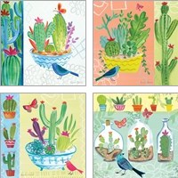Framed 'Cacti Garden 4 Piece Art Print Set' border=