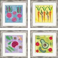 Framed 'Veggie Time 4 Piece Framed Art Print Set' border=