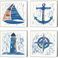 Framed 'Nautical Collage 4 Piece Canvas Print Set' border=