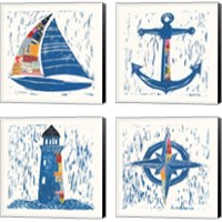 Framed 'Nautical Collage 4 Piece Canvas Print Set' border=