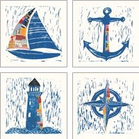 Framed Nautical Collage 4 Piece Art Print Set