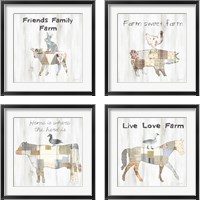 Framed 'Farm Family 4 Piece Framed Art Print Set' border=